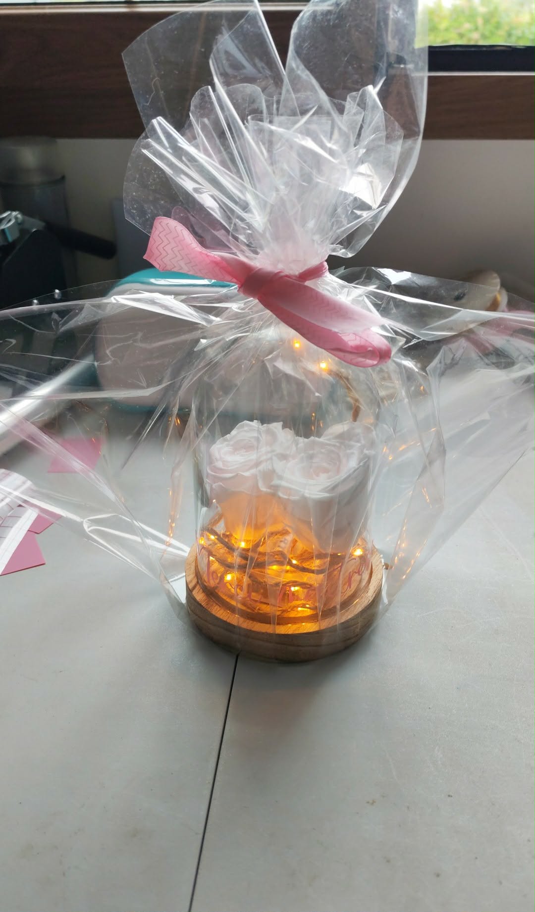 Cloche en verre avec Rose éternelle personnalisé